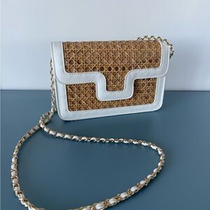 Francesca's Collections Cream and Rattan Crossbody Bag